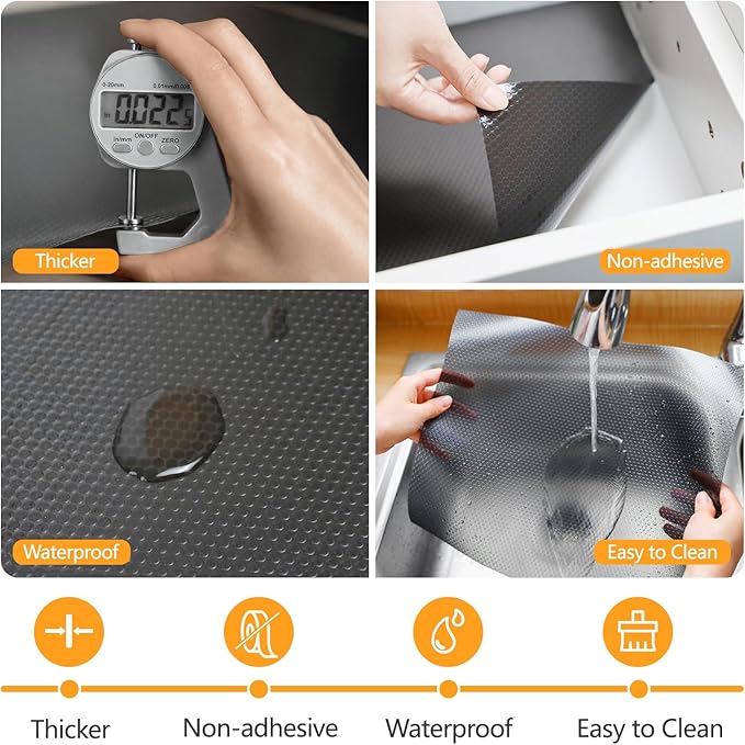 Shelf Liners 24 inch x 20 ft Shelf Liners for Kitchen cabinets nonstick Lining Drawer Mats EVA Protector for Cupboard (Translucent Black,24 inch x 20 ft)