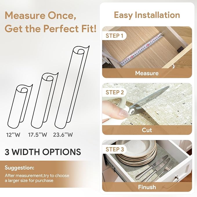 5Rolls*12'' X 120'' Beige Shelf Liner Drawer Liner for Kitchen Cabinet Non Adhesive, Strong Grip Anti Slip Cabinet Liners for Shelves, Oil-Proof Waterproof Cupboard Liner