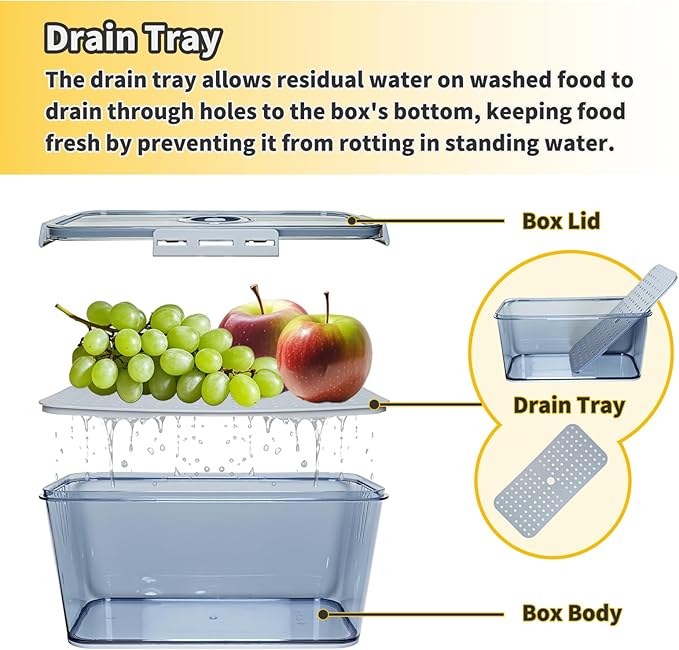 Bread Box for Kitchen Countertop, Airtight Bread Container with Lid, Time Recording Dial, and Draining Board, Bread Storage for Homemade Bread, Toast, Cookies (1 Grey)
