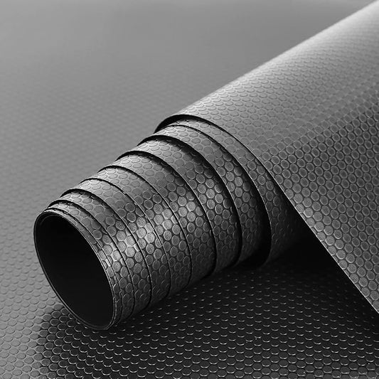 HooTown Shelf Liner Kitchen Cabinet Drawer Mats 23.6 Inch Wide x 6.5 Feet Long, Non Slip EVA Plastic Water Resistant Pad for Bathroom Drawers, Shoe Shelves, Under Sink, Black