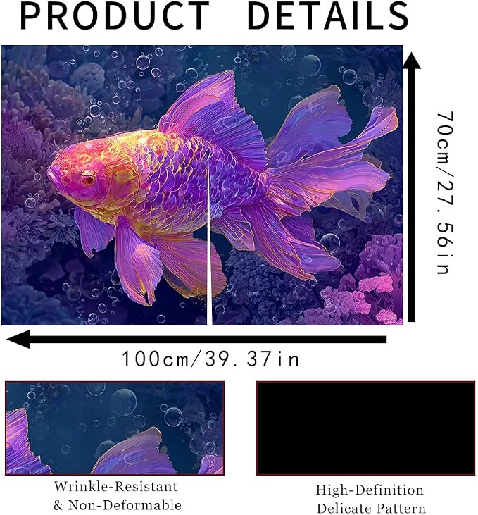 Self Adhesive Purple Goldfish Cabinet Curtain for Mother's Day, 39x28 Inch Underwater Fish Under Sink Skirt No Drill, Spring Cleaning Kitchen Decor, Hook and Loop Laundry Valance