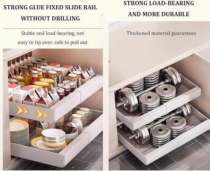 Pull Out Cabinet Organizer,cupboard pull out storage,Pull Out Drawer Fixed with Adhesive,No Need Drill and Nailing,for Kitchen, Living Room, Home. (Size : 30 * 43 * 7cm/11.8 * 16.9 * 2.7in)
