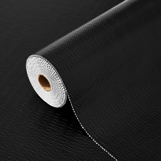 Drawer and Shelf Liner, Non-Slip Kitchen Cabinet Liners Non-Adhesive Thick Strong Grip Waterproof Washable Mats Protect Dresser Shelves Cupboard Bathroom Cabinets, Black, 12 in X 10 FT