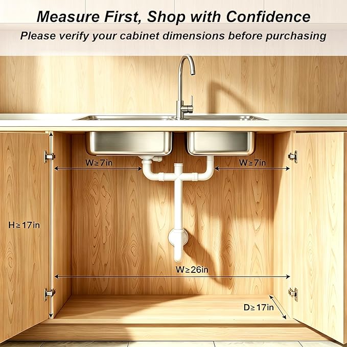 2 Pack Under Sink Organizer, 3-Tier Pull Out Kitchen Cabinet Organizer, Height Adjustable Metal Slide Out Bathroom Storage Makeup Drawer Rack for Bedroom Office Laundry Pantry Home Organization, White