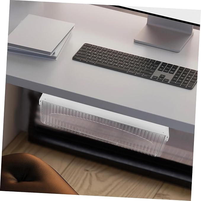 Uonlytech Desk Drawer Organizer Box Hidden Storage Solution for Office Supplies No Drill Pull-Out Design for Home and Office Use