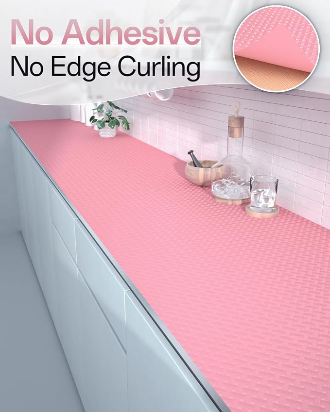Shelf and Drawer Liner for Kitchen Cabinet, Non-Adhesive 12in x 120in Waterproof Contact Paper Refrigerator Liners Thickened Durable EVA Material Non Slip Mat for Dresser Cupboard Pantry Protector