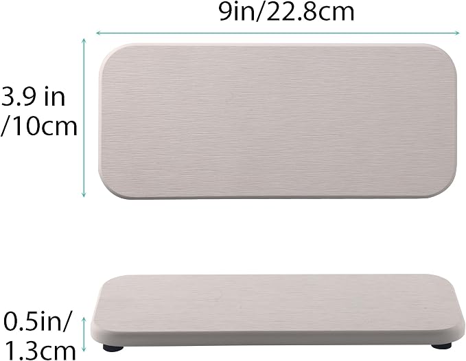 NiuYichee 2 Pcs Water Absorbing Stone Trays, Kitchen/Bathroom Sink Soap Dish, Diatomite Tray Used for Hand Soap & Cosmetic Bottles in the Modern Home, 4" W x 9" L, White