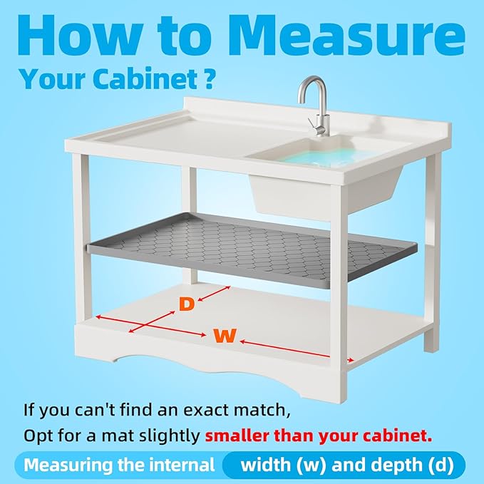 Winisok Silicone Under Sink Mat 40" x 19", kitchen Essentials and Gadgets, Shelf liner and Cabinet Protector, Home Organizers and Storage, Waterproof Bathroom Tray