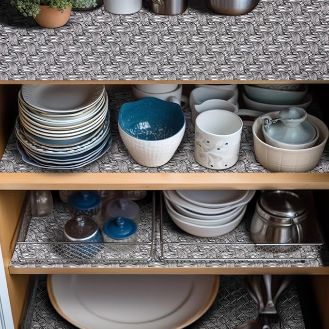 Shelf Liners Non Adhesive 3Rolls*12'' X 120'' Drawer Liner for Kitchen Cabinets, Waterproof Shelf Liners Durable Anti-Slip for Kitchen Cabinets Cupboard Liner