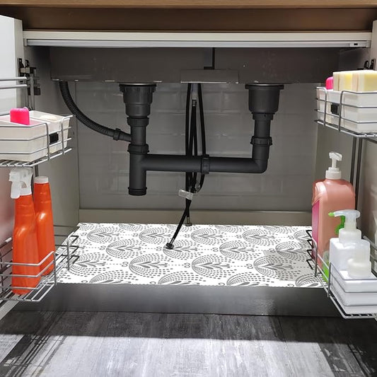 Under The Sink Mat, 24 X 36 in, Durable Premium Mats Protect Kitchen and Bathroom Cabinets (Grey3)