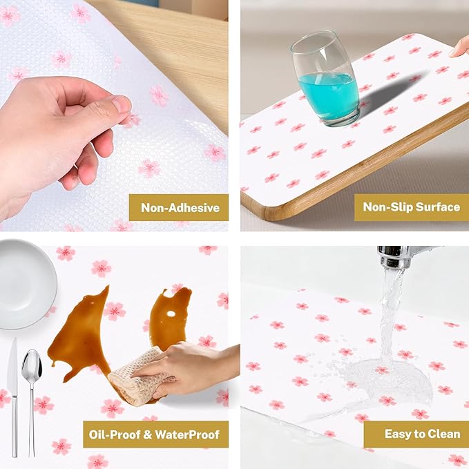 Contact Paper and Shelf Liner for Kitchen Cabinets 12" x 240", Drawer Liners Shelves Non Adhesive Non Slip Waterproof Clear Plastic, Dresser Pantry Bathroom Refrigerator Protector Under Sink Mat