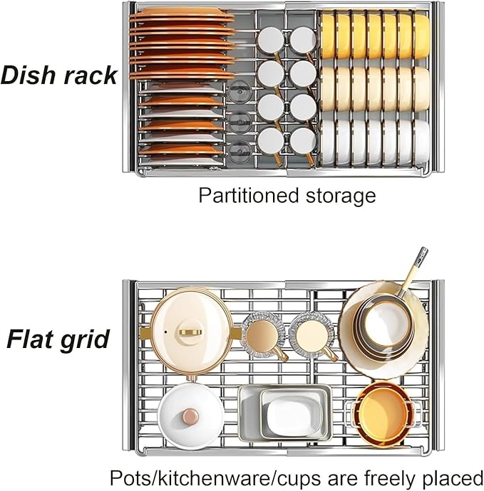 Pull out Cabinet Organizer,Under Sink Organizer, Pull out drawers for cupboards,Kitchen Storage,No Need Drill and Nailing,for Kitchen, Living Room, Home.(White,45.5 * 42 * 9cm)