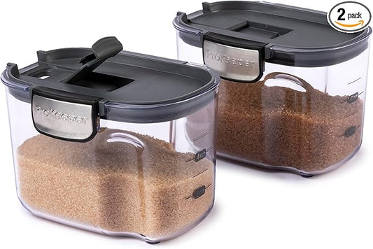 Progressive International ProKeeper+ Clear Plastic Airtight Food Baker's Kitchen Storage Organization Container Canister Set with Magnetic Accessories, 2- Piece Set (Specialty Sugar 1.5-Quart)