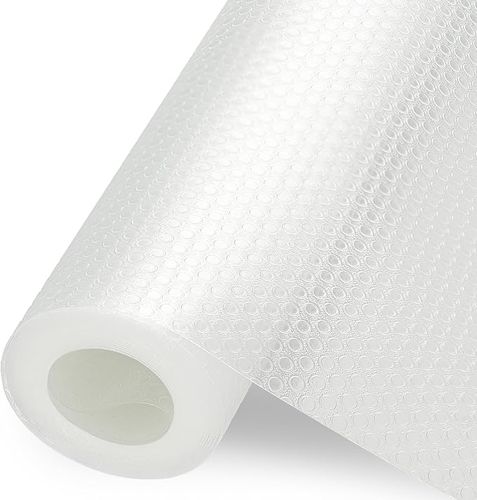 Shelf Liner, Waterproof Refrigerator Liner, Drawer Liners for Kitchen Cabinet, Bathroom Under Sink Mat Non Adhesive Fridge Liner EVA Place Mats Roll - Clear 17.7"×78.7"