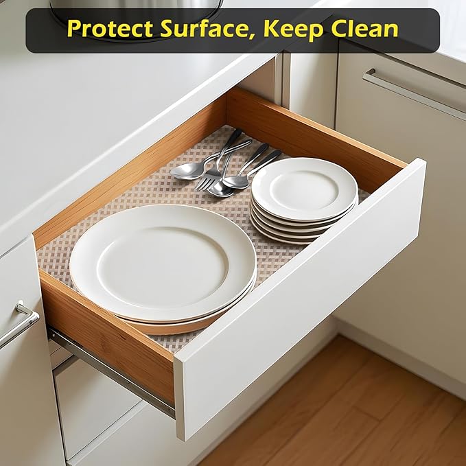 Refrigerator Liner, Waterproof Shelf and Drawer Liners for Kitchen Cabinet, Bathroom Under Sink Mat Non Adhesive Fridge Liner EVA Place Mats Roll - Clear 17.7"×118"