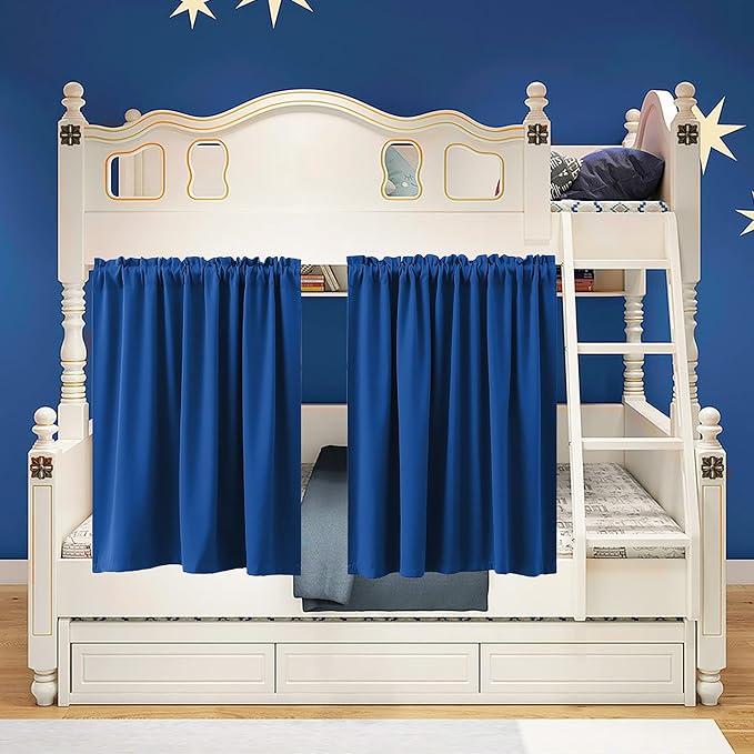 Royal Blue Curtains 24 Inch Length for Kitchen Boys Room Bathroom Window 2 Pack Rod Pocket Thermal Insulated Room Darkening Cafe Curtain Tiers Blackout Short Curtains for Small Windows 24 Inches Long