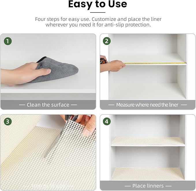 BAGAIL Non-Adhesive Shelf Liner, Thick Strong Grip Drawer Liners for Kitchen Cabinets, Heavy-Duty Easy Cut Cabinet Liners for Shelves, Pantry, Bathroom Cupboards - 17.5" x 20FT, Cream