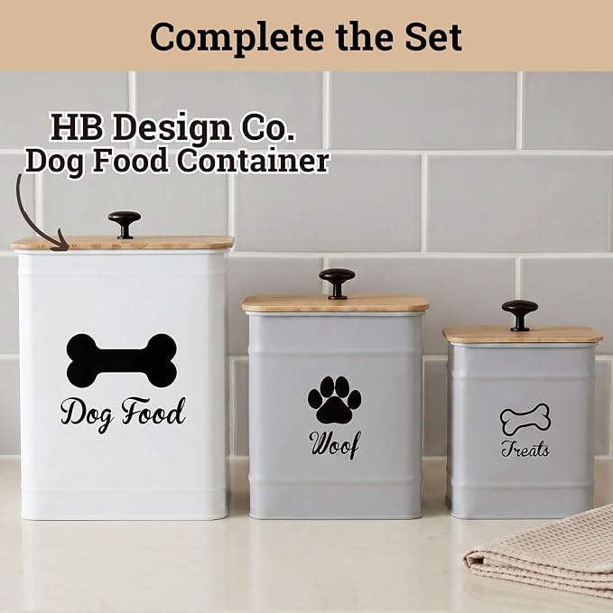 Dog Treat Container Airtight Set of 2 - 8x6 & 7x5 inch Iron Dog Treat Jars for Kitchen Counter with Airtight Bamboo Lids - 20 Cup Capacity Pet Treat Container Set - Doggie Cookie Jar - Treats Canister