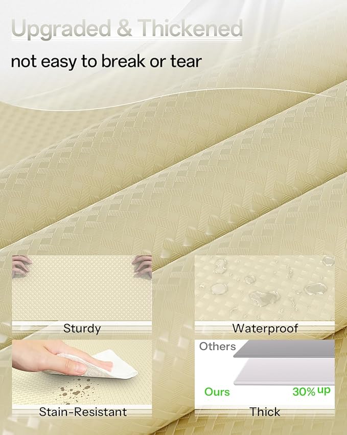 Shelf and Drawer Liner for Kitchen Cabinet, Non-Adhesive 18in x 240in Waterproof Contact Paper Refrigerator Liners Thickened Durable EVA Material Non Slip Mat for Dresser Cupboard Pantry Protector