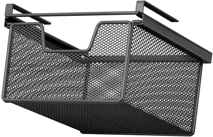 under Shelf Basket Black Decoration Space Saving Portable Hanging Pullout Drawer Basket Organizer for Cupboard Laundry Room, Length 46 cm