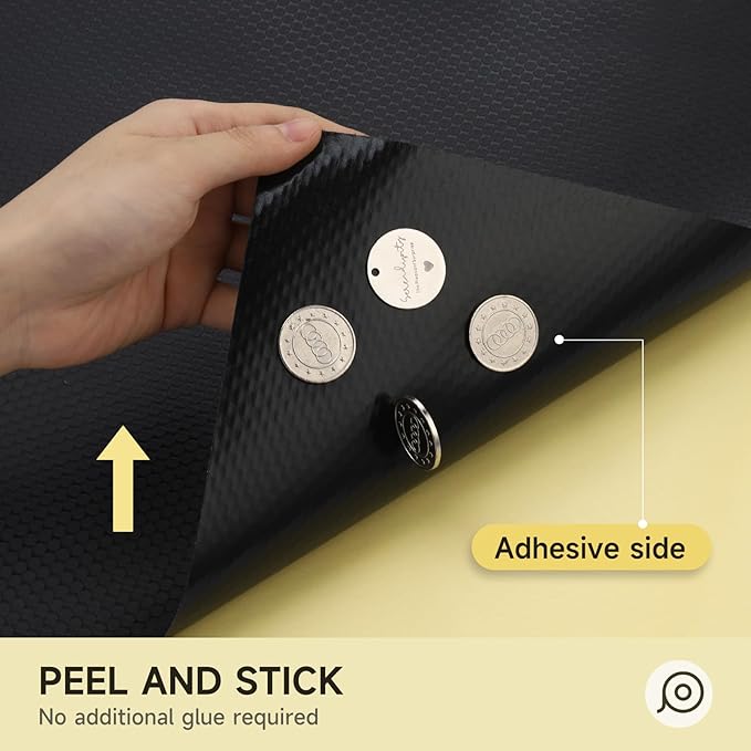 WochiTV Adhesive Shelf Liner 23.6 X 360 Inches Peel and Stick Kitchen Liner for Cabinets, Drawers Removable Protector Mat Waterproof Contact Covering for Dresser Pantry Countertops Shelves, Black