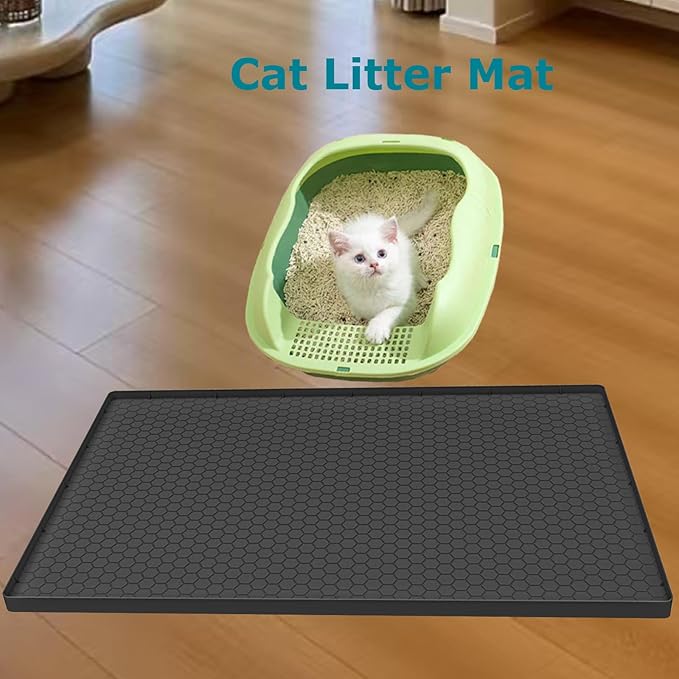 Under Sink Mat 25 x 19, Silicone Under Sink Mats for Kitchen Waterproof, Under Sink Liner, Easy to Clean Bathroom Cabinet Mat Organizers and Storage, Black
