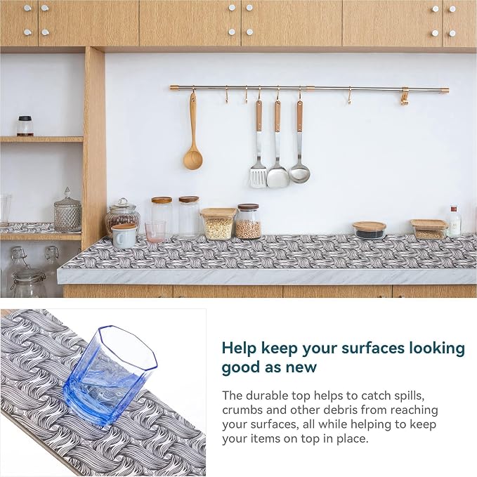 Shelf Liners Non Adhesive 10Rolls*12'' X 120'' Drawer Liner for Kitchen Cabinets, Waterproof Shelf Liners Durable Anti-Slip for Kitchen Cabinets Cupboard Liner