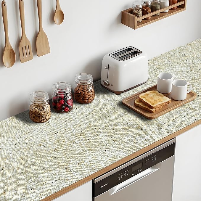 3Rolls*12'' X 120'' Beige Shelf Liner Drawer Liner for Kitchen Cabinet Non Adhesive, Strong Grip Anti Slip Cabinet Liners for Shelves, Oil-Proof Waterproof Cupboard Liner