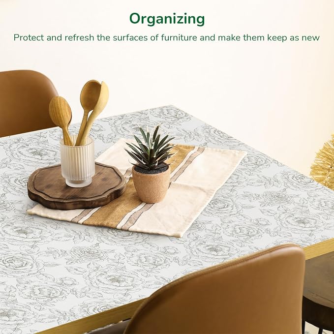 Floral Drawer and Shelf Liner for Kitchen, Non-Slip Non-Adhesive Cabinet Liners for Cupboard, Dresser, Shelves, Tool Box, Pantry, Thickened Easy Install, Strong Grip, 11.8In x 20FT, Rose