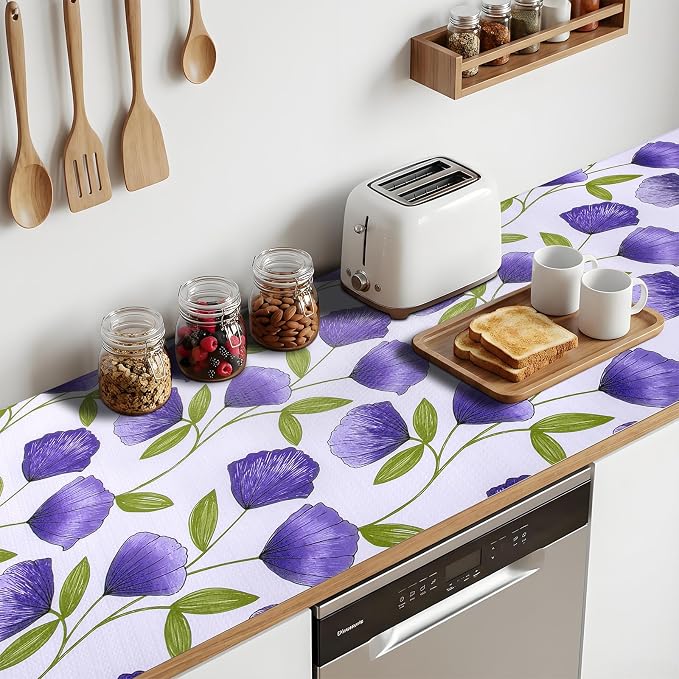 Shelf and Drawer Liner for Kitchen Cabinets 10Rolls*17.7'' X 96'' Non Adhesive Shelf Paper Strong Grip Anti Slip Cabinet Liners for Shelves, Oil-Proof Waterproof Cupboard Liner