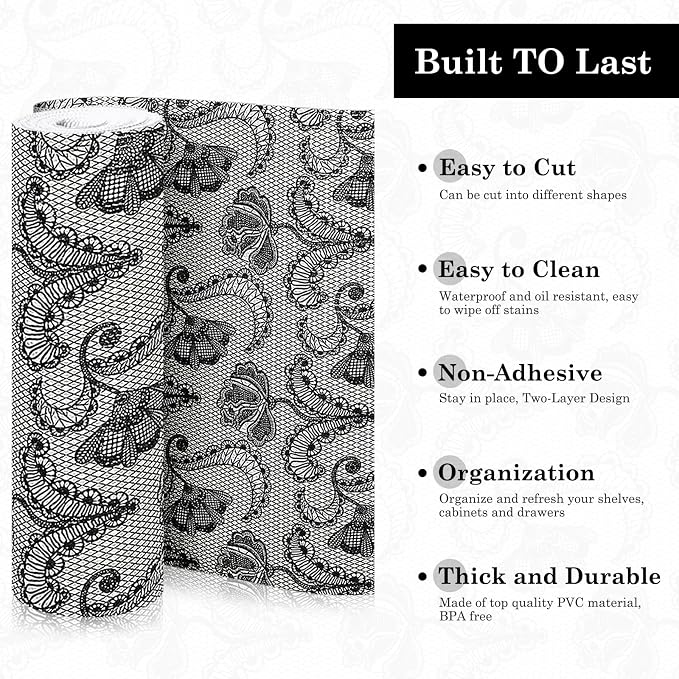 Drawer and Shelf Liner, Non-Slip Kitchen Cabinet Liners Non-Adhesive Thick Strong Grip Waterproof Washable Mats Protect Dresser Shelves Cupboard Bathroom Cabinets, Boho: Floral, 12 in X 10 FT