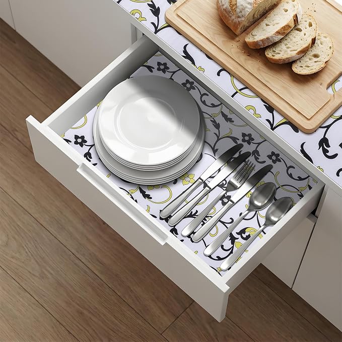 Shelf Liners Non Adhesive 3Rolls*12'' X 120'' Drawer Liner for Kitchen Cabinets, Waterproof Shelf Liners Durable Anti-Slip for Kitchen Cabinets Cupboard Liner