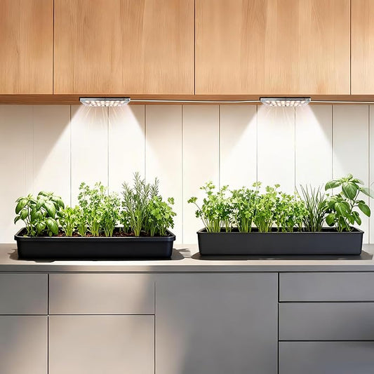 Dual Head Under Shelf Grow Light, USB Powered Stick On LED Under Cabinet Plant Light with Timer, Full Spectrum High PPFD Puck Lights for Shelves, Plant Stands, Indoor Plants, Multi-Plant Coverage