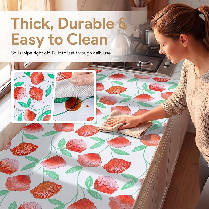 Non Adhesive Shelf Liner 10Rolls*12'' X 120'' Drawer Liner for Kitchen Cabinets, Waterproof Shelf Liners Durable Anti-Slip for Kitchen Cabinets Cupboard Liner
