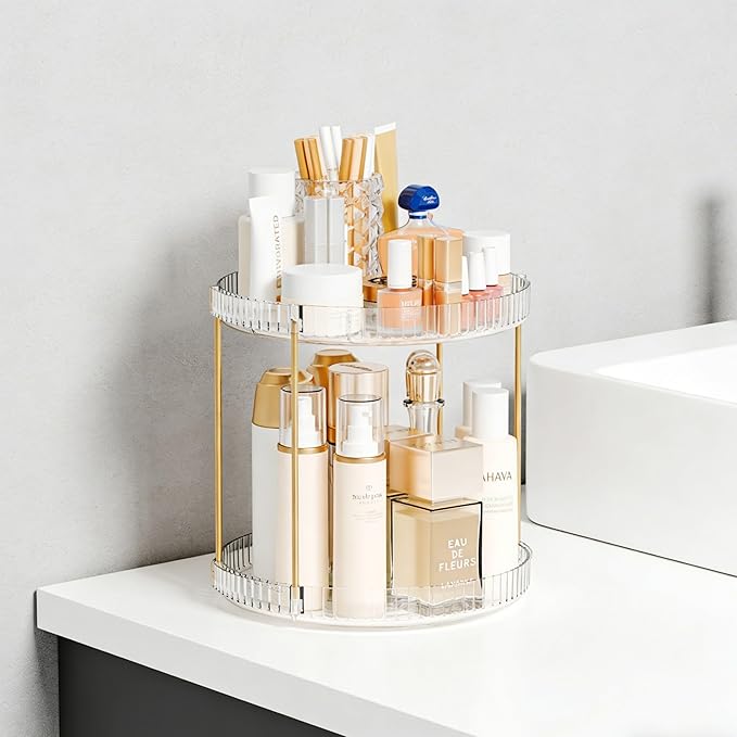 Yieach Acrylic 360 Rotating Makeup Organizer and Perfume Organizer (2 Tier)