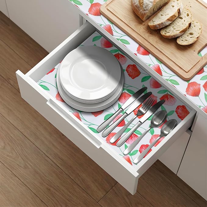 Non Adhesive Shelf Liner 10Rolls*12'' X 120'' Drawer Liner for Kitchen Cabinets, Waterproof Shelf Liners Durable Anti-Slip for Kitchen Cabinets Cupboard Liner