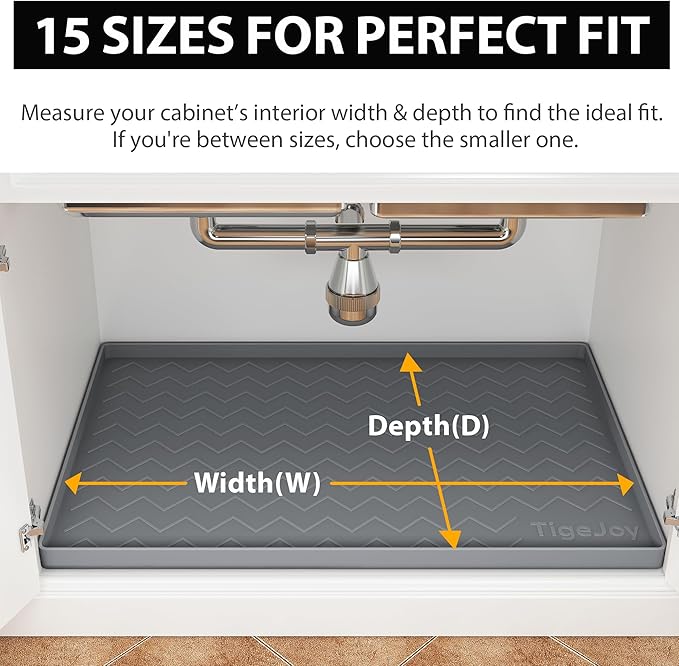 TigeJoy 31" x 22" Under Sink Mats for Kitchen Waterproof, Leak-Proof Silicone Mat Sink Protector and Cabinet Liner, Kitchen Essentials Organizer and Storage, Boot or Shoe Tray, Pet Feeding Mat