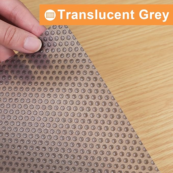 FLPMIX Non-Adhesive Kitchen Cabinet Liner: Waterproof Easy to Cut Small Drawer Shelf Liners - Clear Refrigerator Mat for Cupboard Pantry Shelves - Translucent Grey 12" x 396"