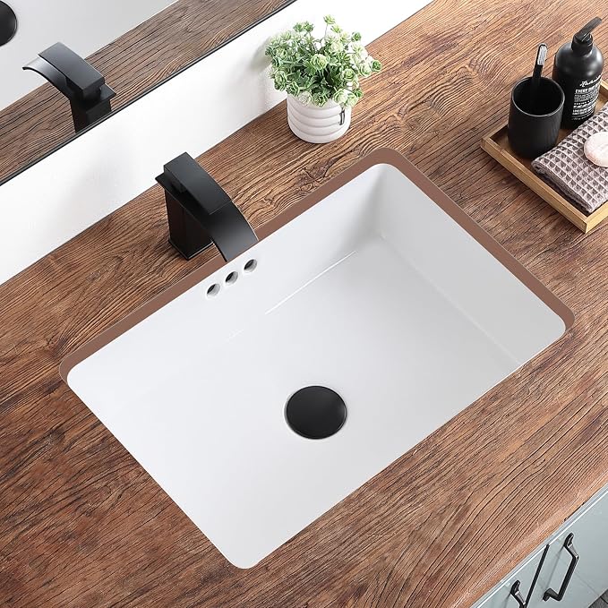 20 Inch Undermount Bathroom Sink Rectangular Undermount Sink White Ceramic Under Counter Bathroom Sinks with Flat Overflow Type (19.8"x 13.7")