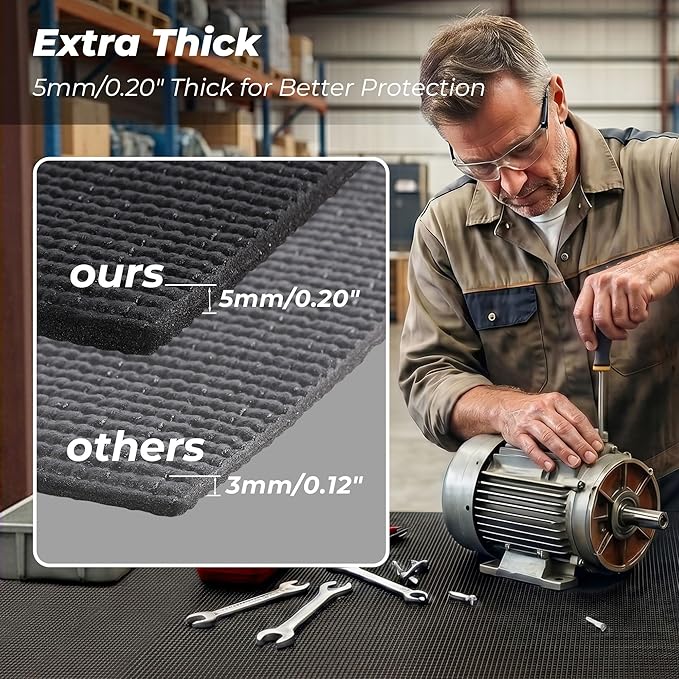 PABUSIOR Foam Toolbox Shelf Liner: 5MM Thick Heavy Duty Tool Box Liners for Drawer - Black Non Slip Cabinet Protector Mats for Garage Shelves 13.5" W x 98" L