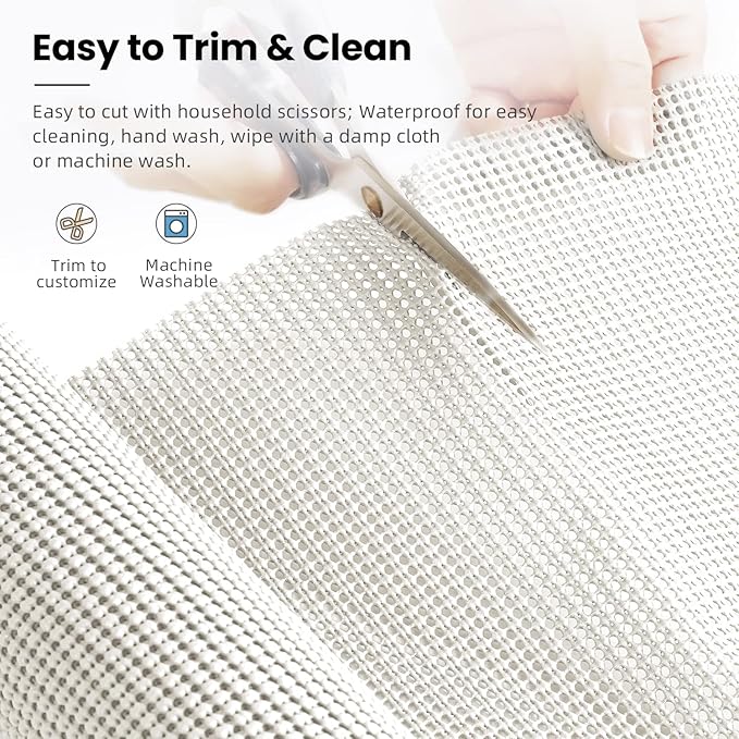 BAGAIL Non-Adhesive Shelf Liner, Thick Strong Grip Drawer Liners for Kitchen Cabinets, Heavy-Duty Easy Cut Cabinet Liners for Shelves, Pantry, Bathroom Cupboards - 17.5" x 10FT, White