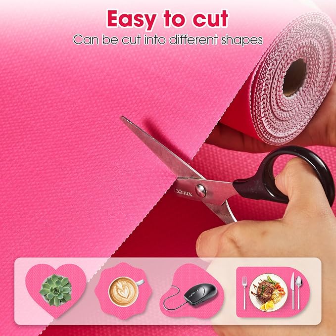 Drawer and Shelf Liner, Non-Slip Kitchen Cabinet Liners Non-Adhesive Thick Strong Grip Waterproof Washable Mats Protect Dresser Shelves Cupboard Bathroom Cabinets, Fuchsia, 12 in X 10 FT