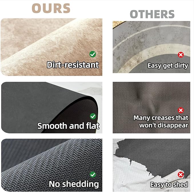 TYUU Bathroom Mat Quick Dry, Bathroom Rugs Non Slip Washable Thin Absorbent Bath Mat Fits Under Door Bathroom Floor Mat Perfect for Bath, Shower, or Sink 24"x60" Beige
