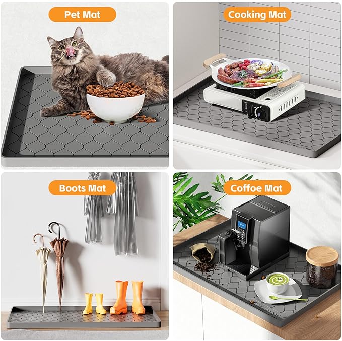 Winisok Silicone Under Sink Mat 28" x 22", kitchen Essentials and Gadgets, Shelf liner and Cabinet Protector, Home Organizers and Storage, Waterproof Bathroom Tray