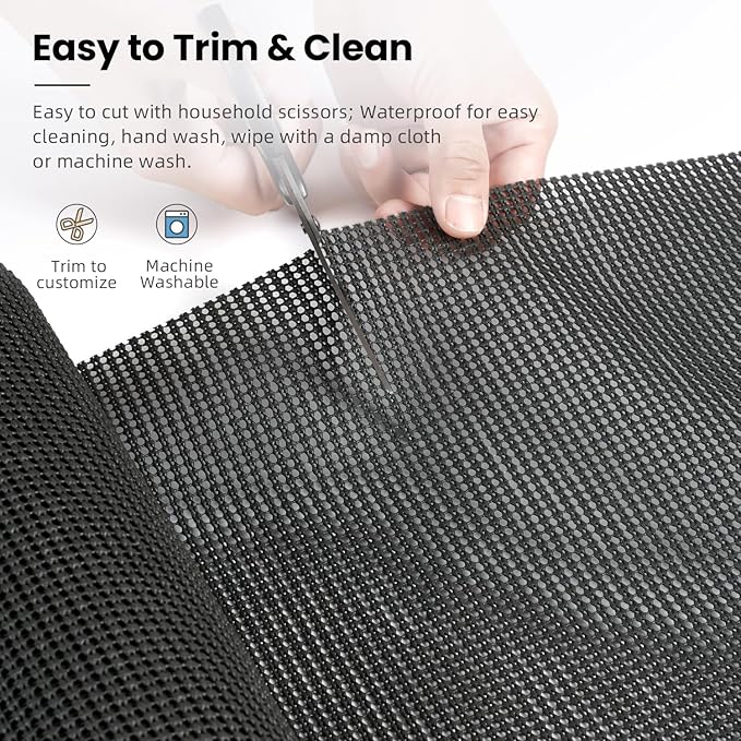 BAGAIL Non-Adhesive Shelf Liner, Thick Strong Grip Drawer Liners for Kitchen Cabinets, Heavy-Duty Easy Cut Cabinet Liners for Shelves, Pantry, Bathroom Cupboards - 24" x 30FT, Charcoal