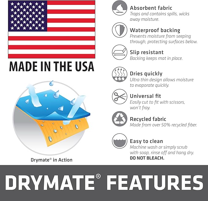 Drymate Premium XL Under Sink Mat, Waterproof Cabinet Protection Mats for Kitchen & Bathroom, Absorbent Shelf Liners, Slip-Resistant, Machine Washable (USA Made)(24”x59”)(Charcoal)(12-Pack)