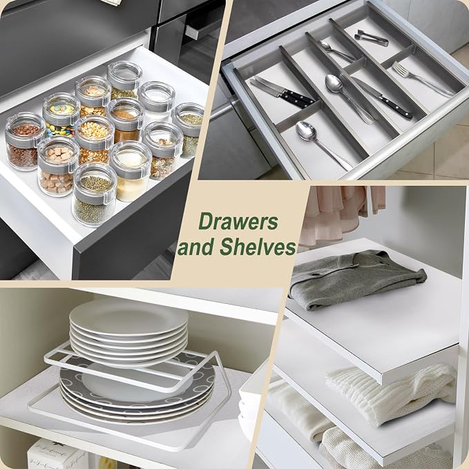 Practical White Shelf Liners for Kitchen Cabinets 18" x20FT, Non-Adhesive Drawer Liner, Non-Slip Strong Grip Cabinet Liner Thickened Mats Waterproof Shelf Paper for Countertop, Cupboard, Dressers