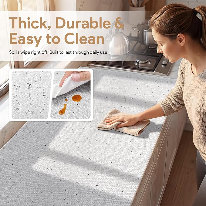 Shelf Liner 12'' X 240'' Drawer Liners Shelf Liners for Kitchen Cabinets Non Adhesive, Strong Grip Anti Slip Cabinet Liners for Shelves, Oil-Proof Waterproof Cupboard Liner