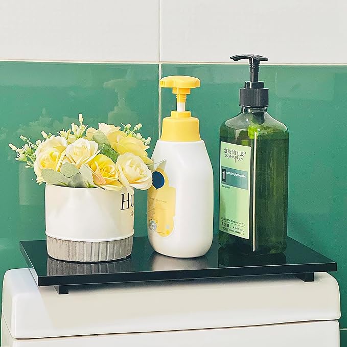 Acrylic Soap Pedestal Stand Sink Tray for Kitchen Bathroom Counter, Black