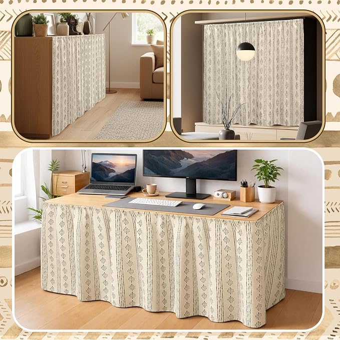 VitalCozy Cabinet Curtains 35" W x 35" L Sink Skirt for Bathroom Kitchen Blue White Plaid Double Layer Ruffles Cabinet Curtains for Classroom Home Farmhouse Rustic Drape Under Desk Privacy Drape